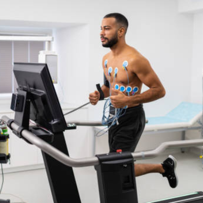 [Imagem de Atleta amador realizando alongamento orientado]