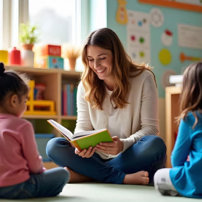 [Imagem de educadora observando bebês em atividade livre]