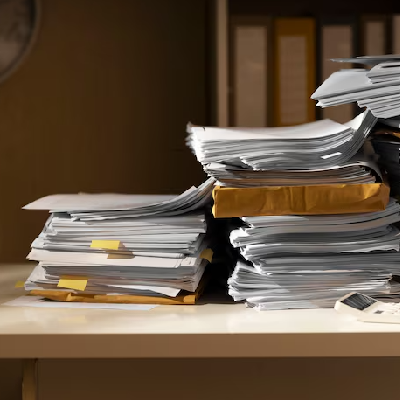 Desorganização de registros pedagógicos e acúmulo de documentos na mesa do professor