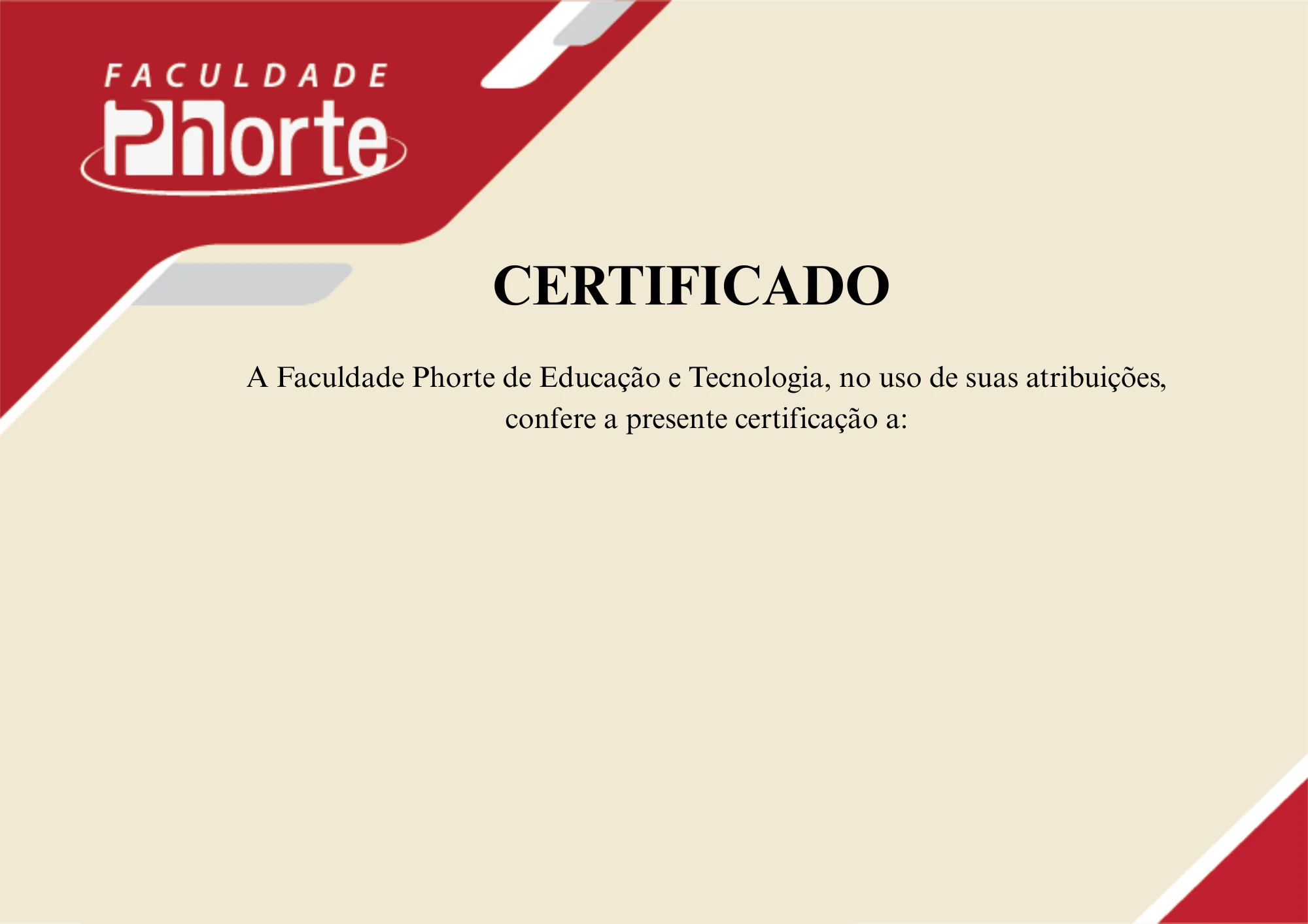 Modelo do certificado de participação da Formação em Futebol e Futsal